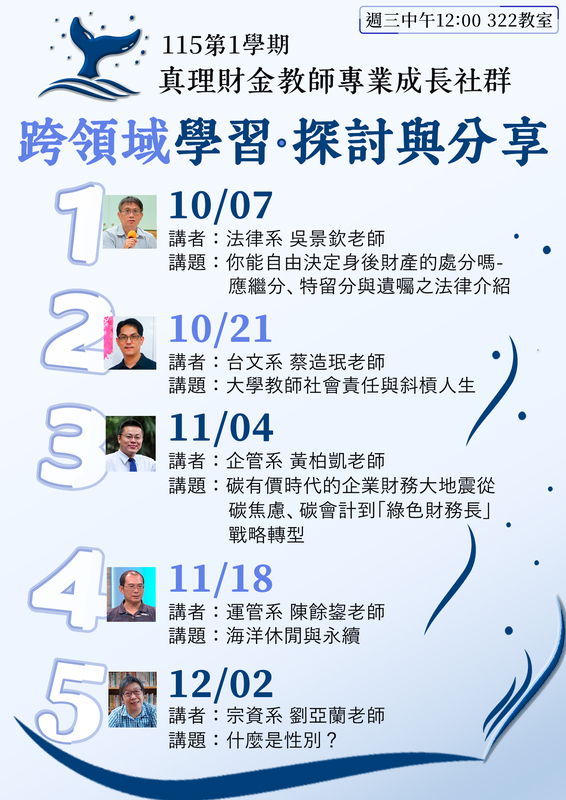 真理大學財務金融學系115學年度第一學期「教師專業成長社群」圖片
